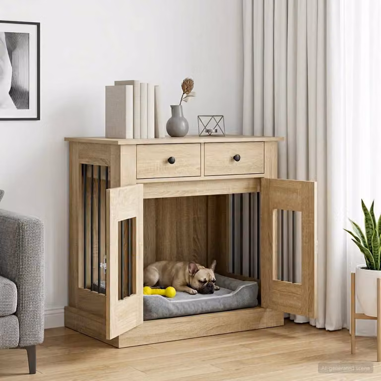 Mobile da cassa per cani vidaXL in Rovere Sonoma, marrone, L: 80 cm, P: 47,5 cm, H: 80 cm