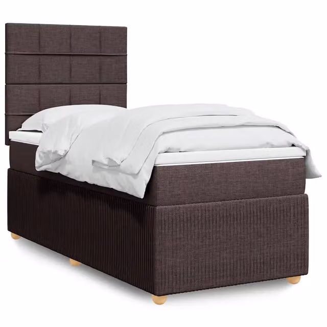 Letto Ibrido vidaXL con Giroletto a Molle e Materasso in Tessuto Marrone e Bianco L/P: 100 x 200 cm