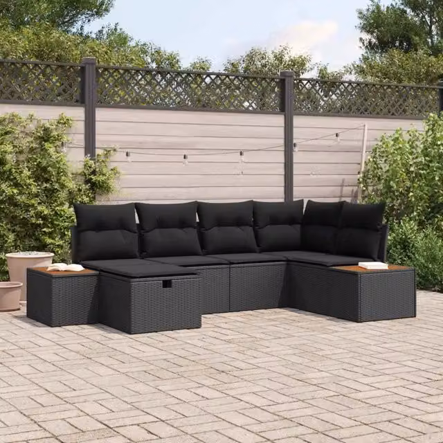 Set Divano da Giardino Nero polyrattan 3360962