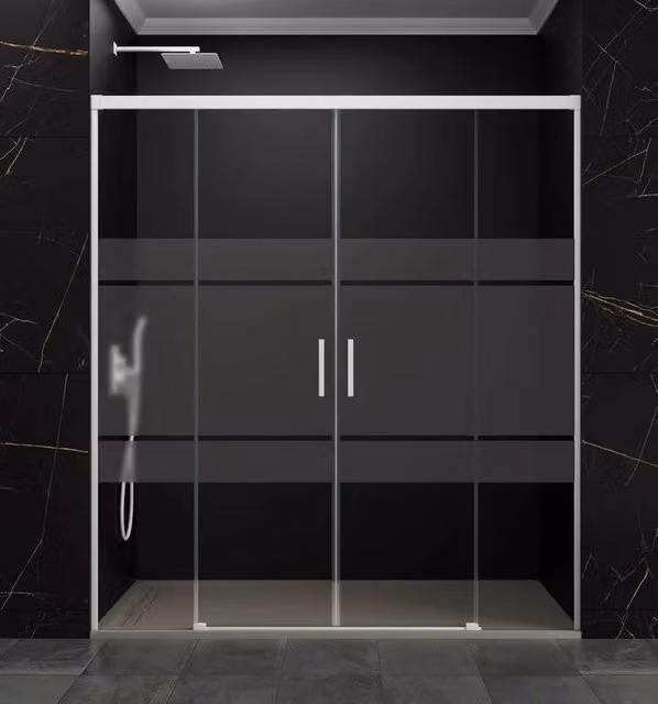 Box doccia rettangolare BASI BASIC 2 con 2 elementi fissi e 2 scorrevoli, vetro Frost Plus bianco opaco, L: 200 cm
