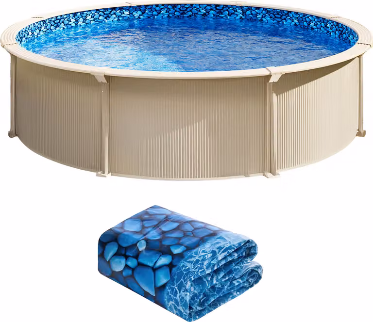 SucceBuy Liner per piscina rotondo, 2,44 m, sovrapposizione, liner in vinile, parete 137 cm