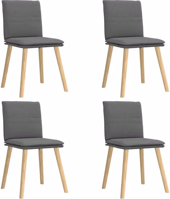 Set di 4 sedie da pranzo moderne in tessuto grigio con struttura in legno e metallo