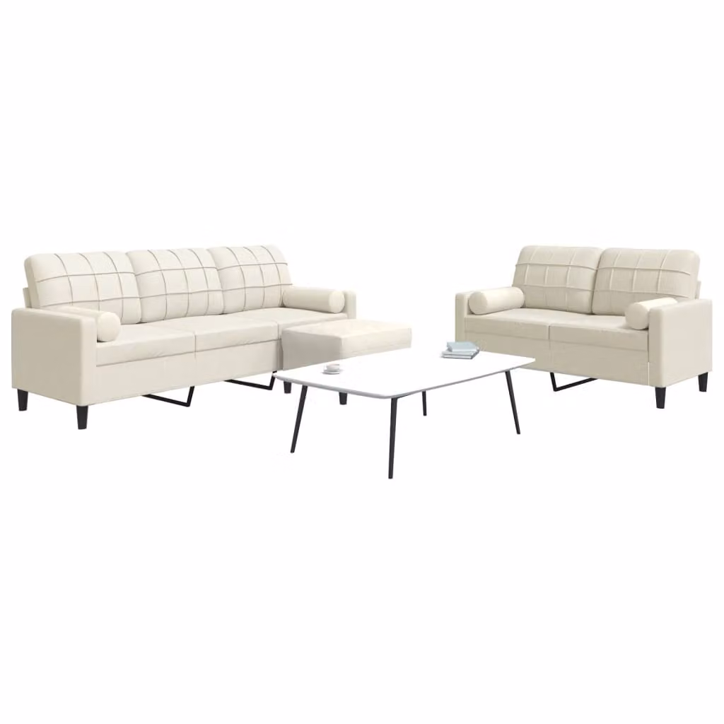Maison Exclusive - Set divano 3 pezzi con cuscini e cuscini cervicali in velluto color crema