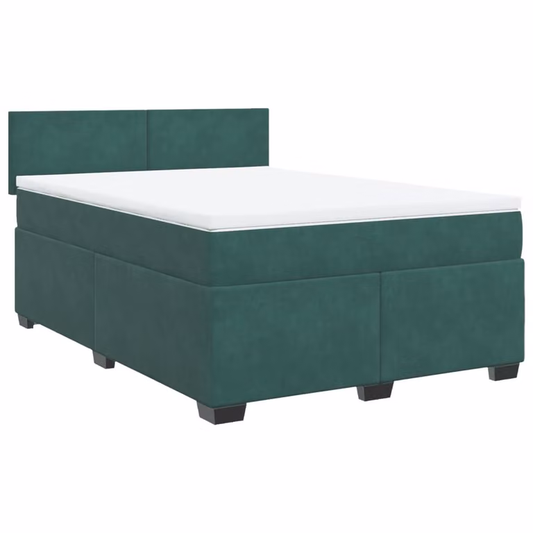 Giroletto a Molle con Materasso Verde Scuro 140x200 cm Velluto