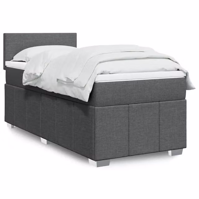 Giroletto a Molle con Materasso Grigio Scuro 80x200 cm Tessuto 3286889