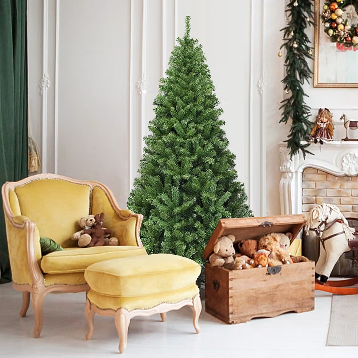 Albero di Natale Costway verde con 1000 rami in PVC, Altezza: 180 cm