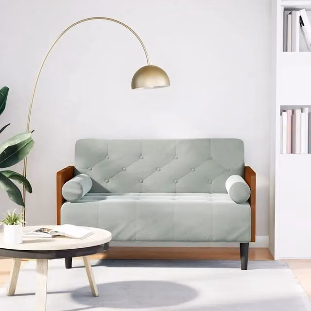 Divanetto moderno vidaXL in tessuto grigio con cuscini, L: 116 cm, P: 74,5 cm, H: 68 cm
