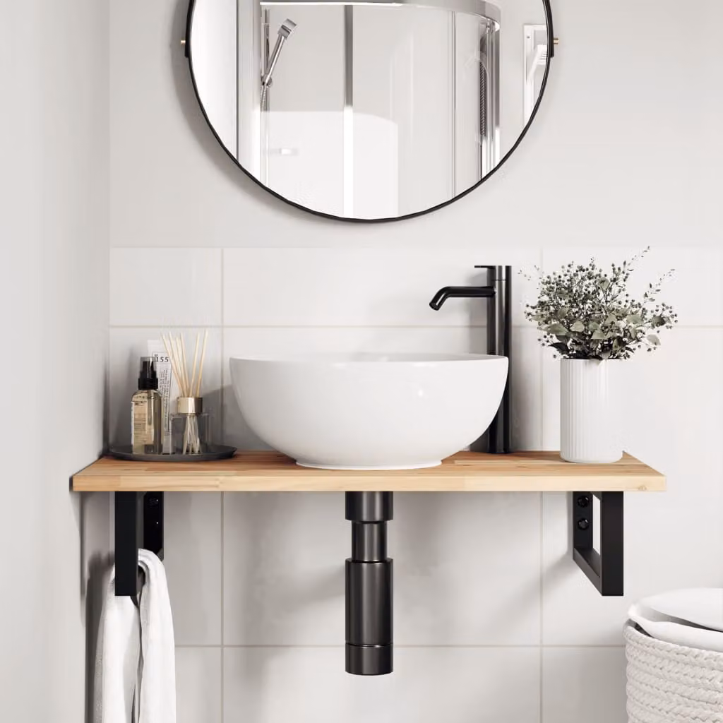vidaXL Piano da Bagno Non Trattato 80x40x2 cm Legno Massello di Acacia