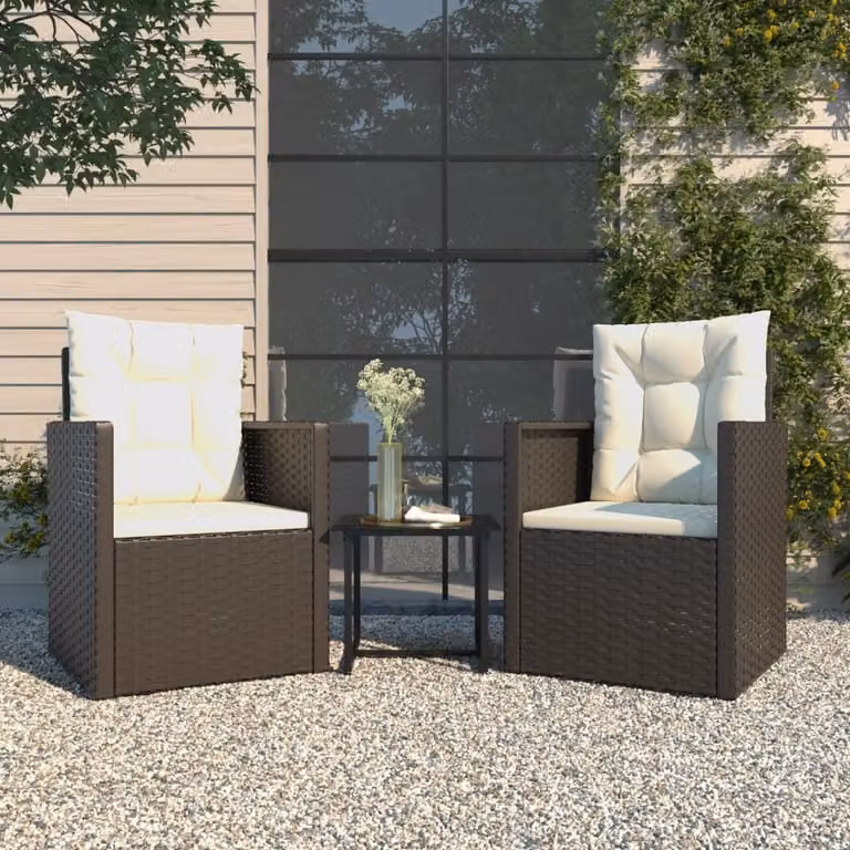 Maison Exclusive - Set da giardino a 3 pezzi con cuscini in polyrattan nero