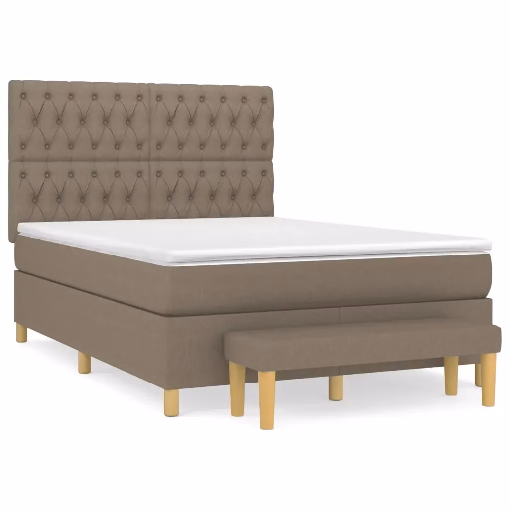 Letto Ibrido vidaXL con Giroletto a Molle e Materasso in Tessuto Beige e Bianco L/P/H: 140 x 200 x 203 cm – 2