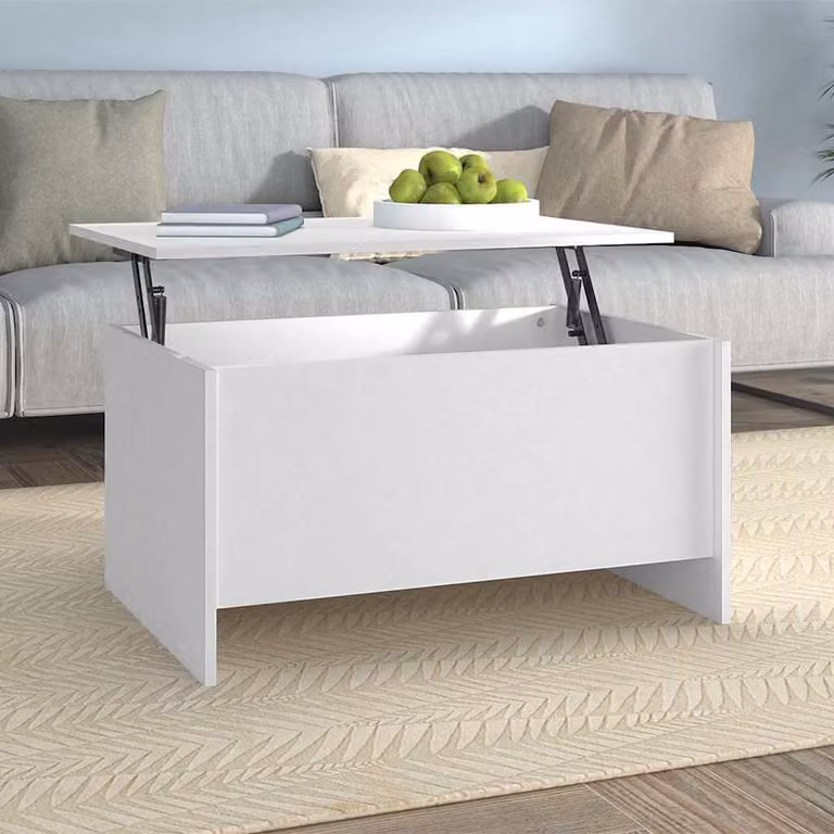 vidaXL Tavolino da Salotto Moderno Bianco in Legno con Meccanismo a Sollevamento L/P/H: 80 x 55,5 x 41,5 cm