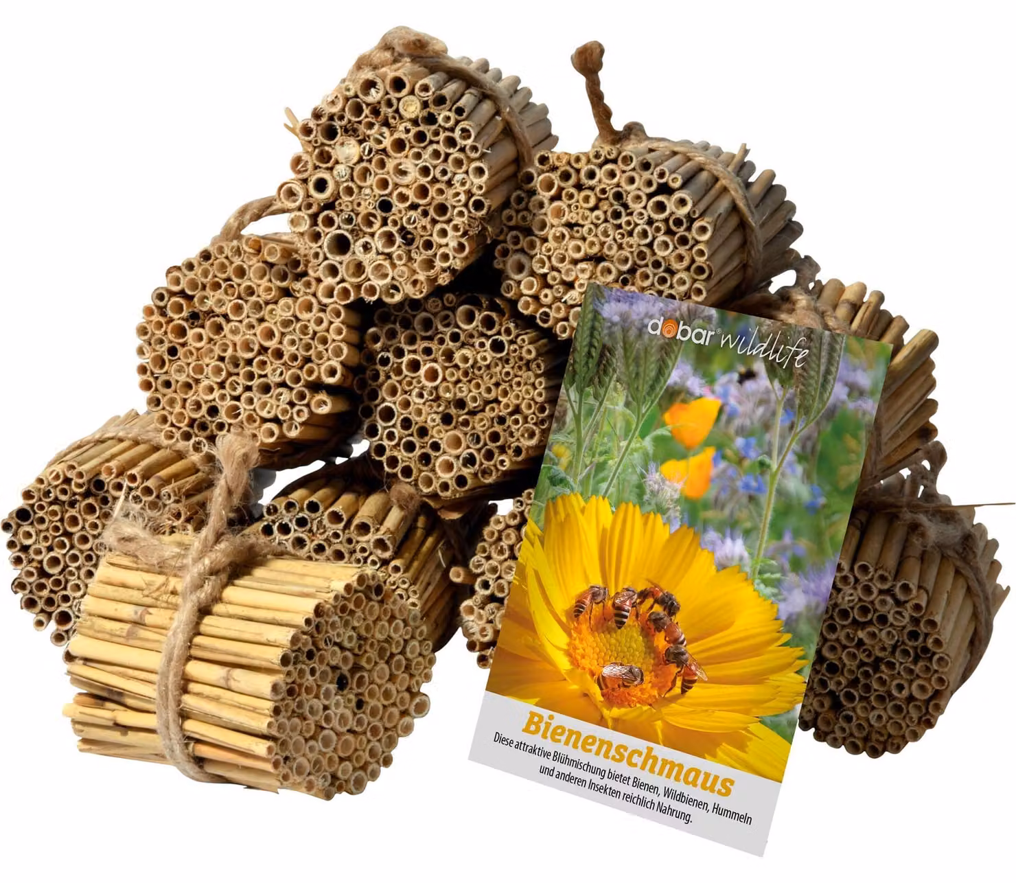 Albergo per insetti con tubicini, confezione da 1000 pezzi, diametro 9 cm, ideale per apiari, completo di semi di fiori