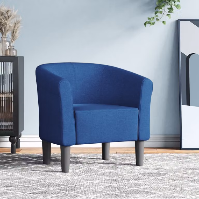 Poltrona Cabriolet blu in tessuto vidaXL con braccioli e struttura in legno e plastica