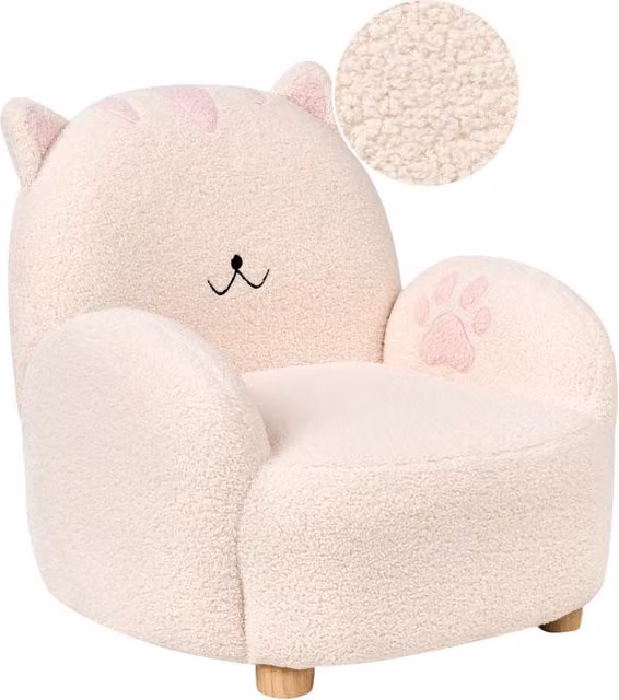 Poltrona per bambini a forma di gatto in tessuto bouclé bianco di BELIANI
