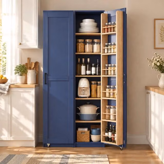 Mobiletto alto multifunzione in MDF con ripiani regolabili, 40x40x183 cm, adatto per cucina, soggiorno e bagno