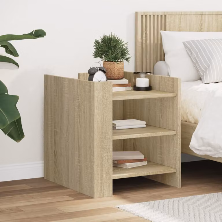 Comodino moderno vidaXL in legno multistrato e MDF, colore beige e marrone, sospeso a parete, L 45 cm x P 50 cm x H 50 cm