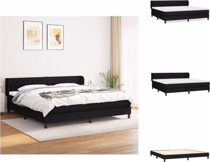 vidaXL Letto a molle con materasso nero 200x200 cm in tessuto - Letti e strutture letto