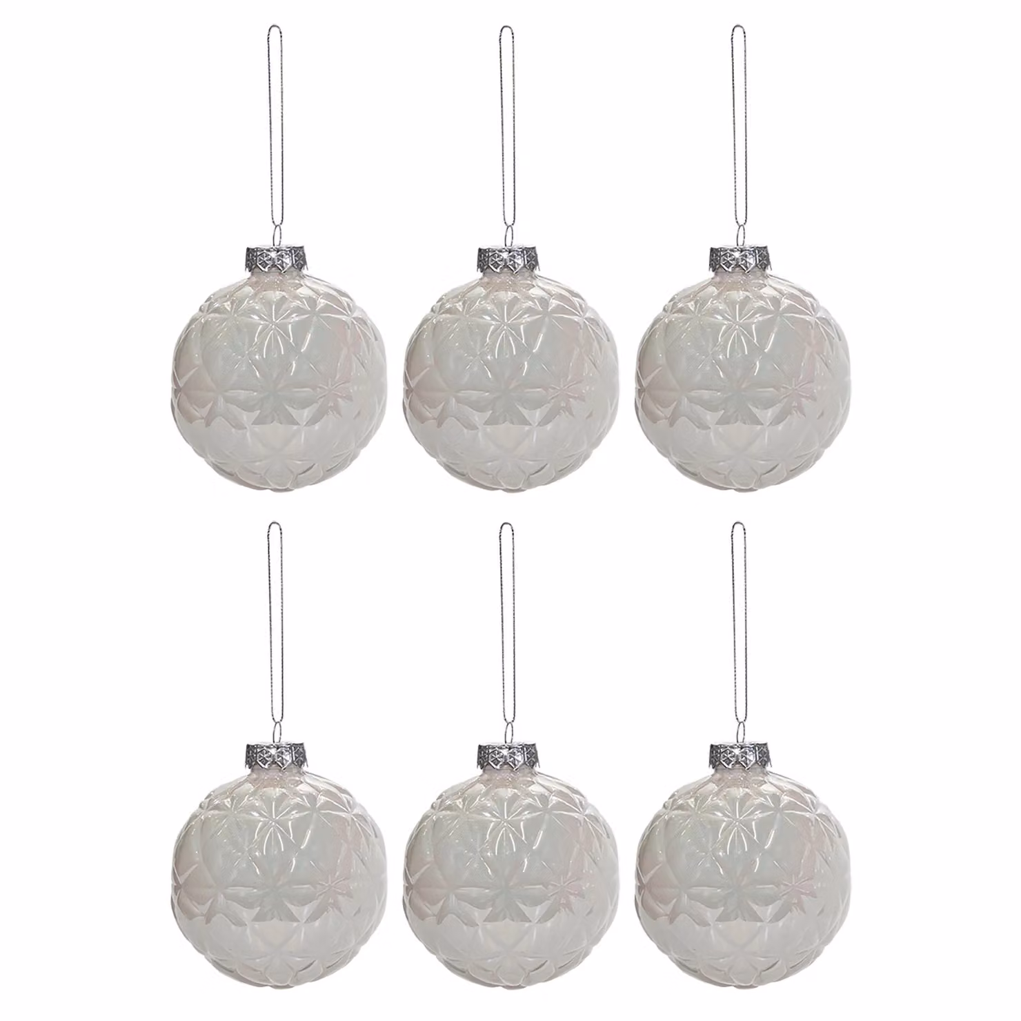 VESTIAMO CASA Set di 6 palline di Natale bianche iridescenti con diametro: 8 cm – 2