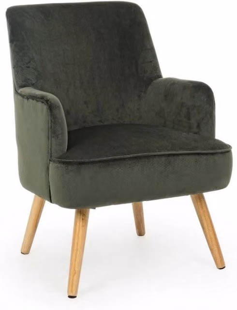 Poltrona Adeline Forest in Velluto Verde di GIORDANOSHOP con Braccioli e Struttura in Legno L/P/H: 79 x 67 x 60 cm