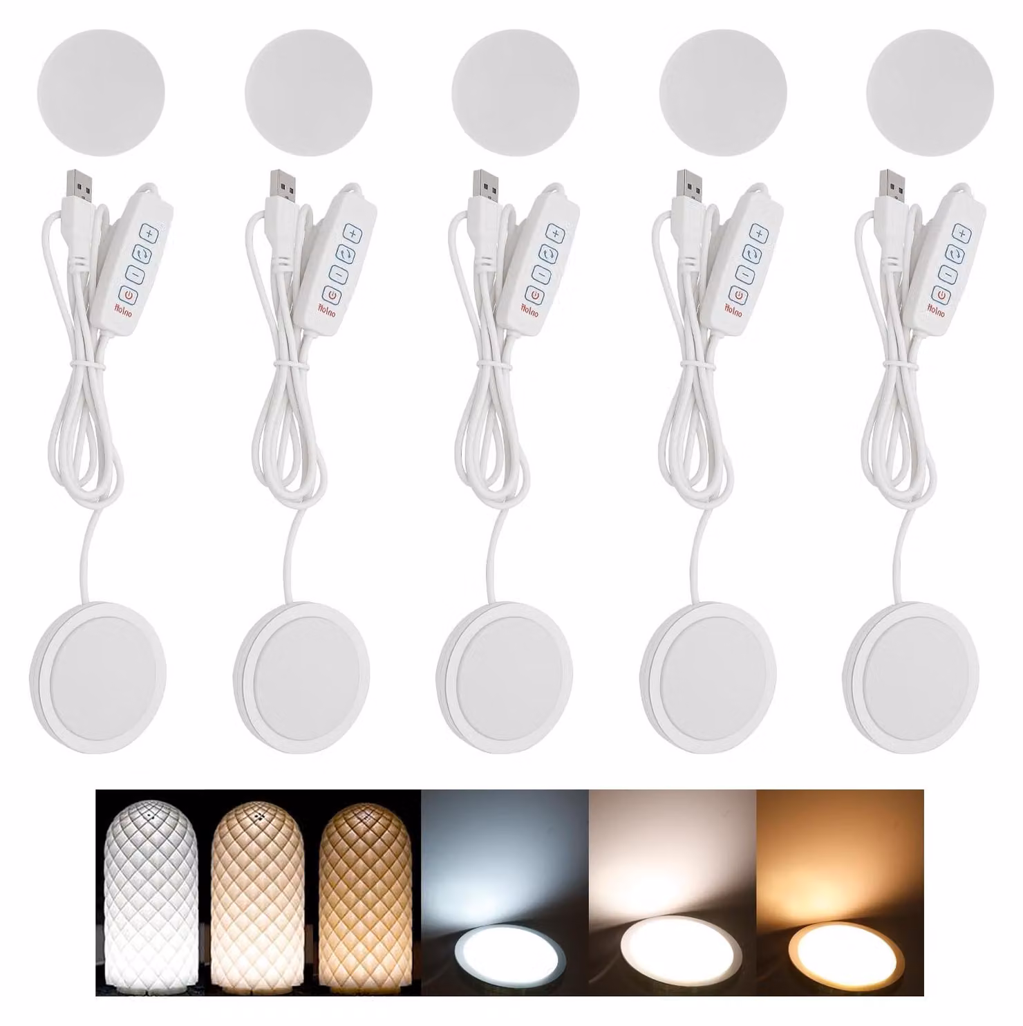 Set di 5 lampade a LED per stampante 3D, alimentate tramite USB, con temperatura di colore regolabile da 3000 a 6400K