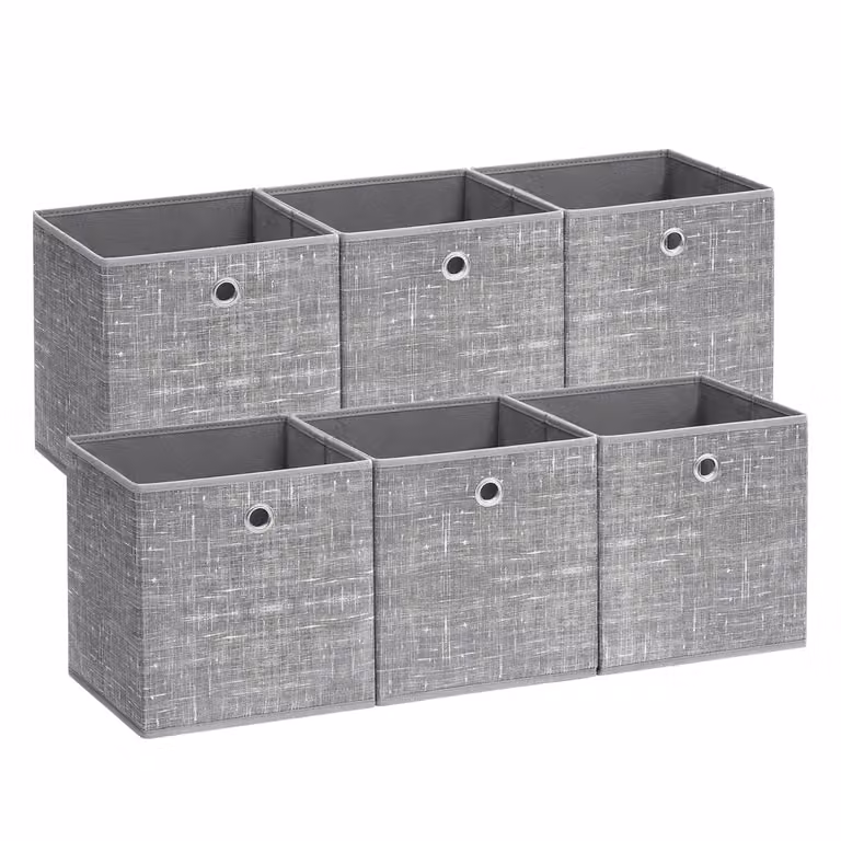 Scatola Portaoggetti Pieghevole, Grigio Melange / Set di 6 / 33 x 33 x 33 cm