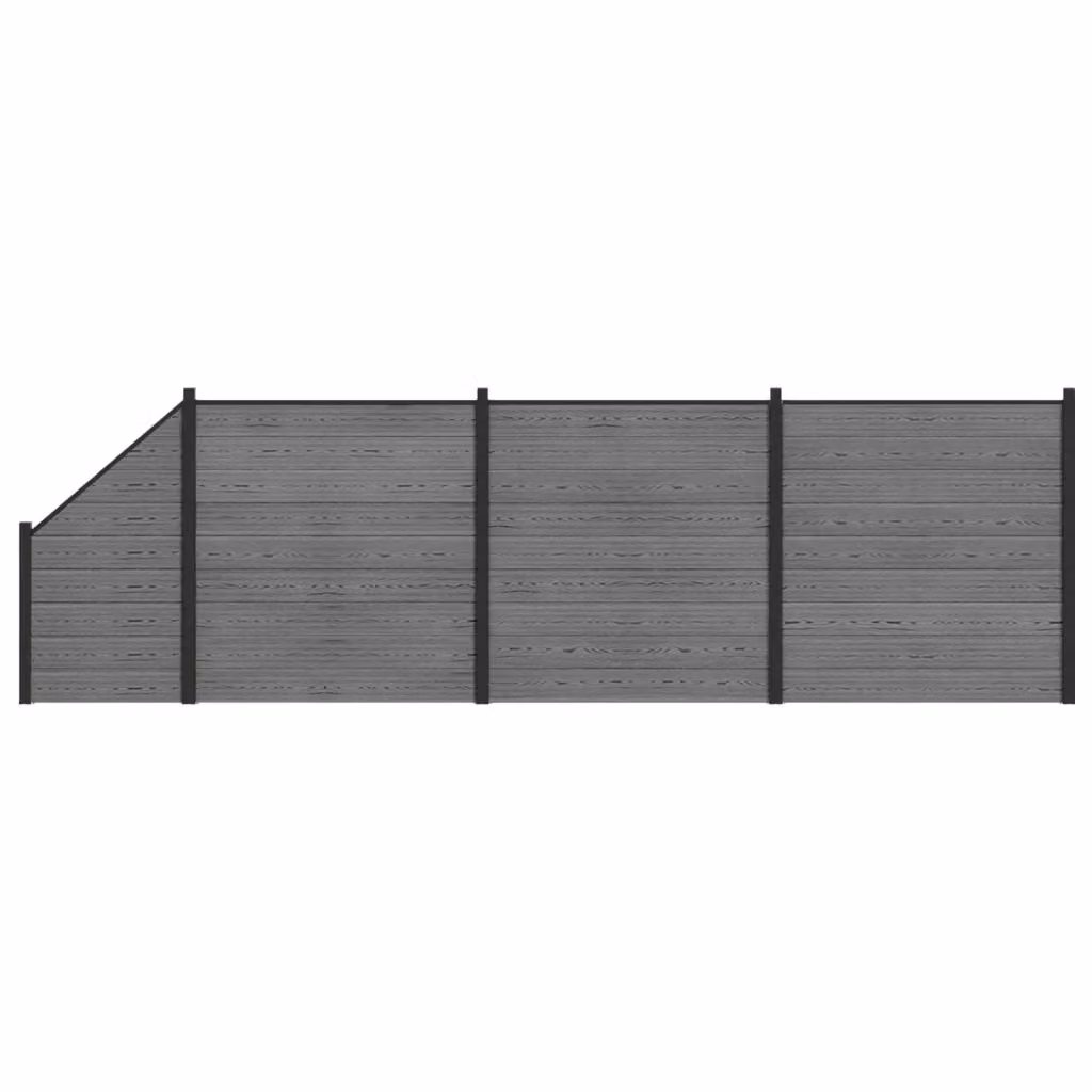 Set di recinzione Videx in WPC e alluminio grigio, L: 619 cm, H: 186 cm – 2