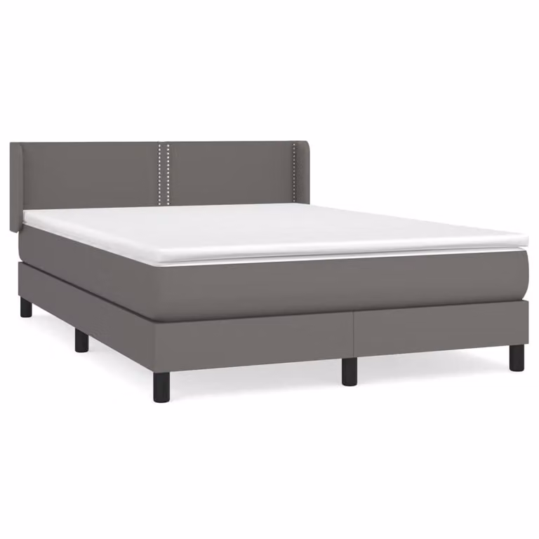 Giroletto a Molle con Materasso Grigio 140x200 cm in Pelle finta