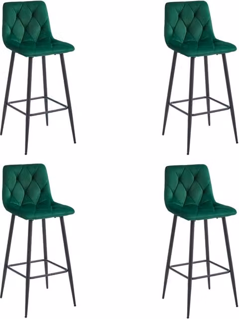 Sgabello Valora KODA in velluto verde scuro con gambe nere x4