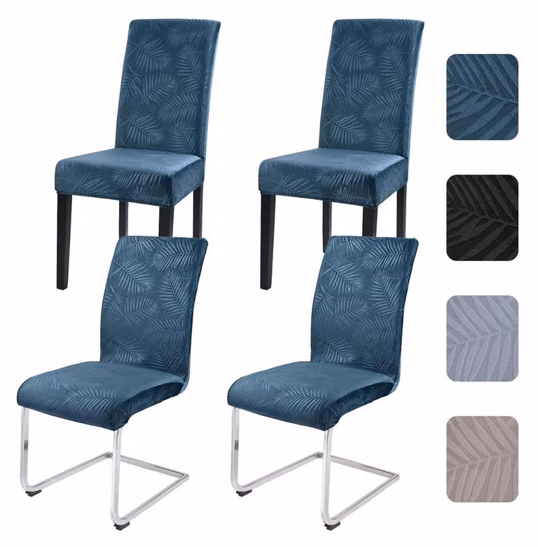 Copri sedie, set da 4, universali, elasticizzati, a pelo corto, verdi, lavabili, adatti per sedie a dondolo da sala da pranzo