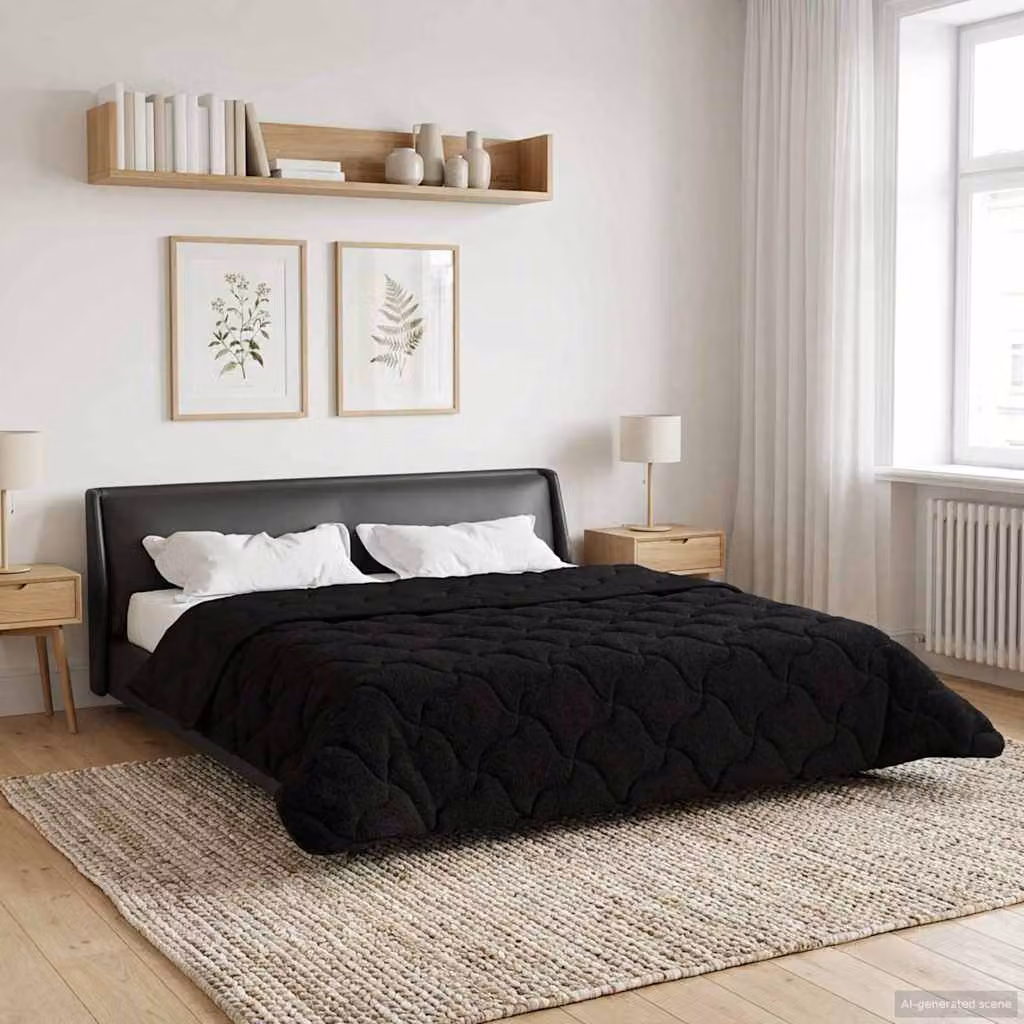 Piumino estivo traspirante e reversibile vidaXL in microfibra nera L/P/H: 240 x 220 cm