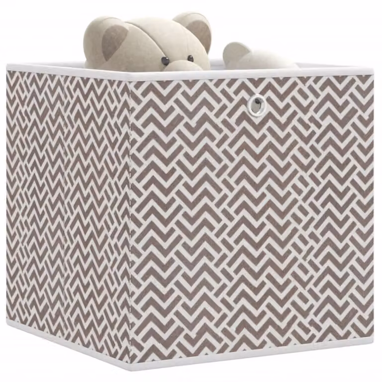 Set di 10 scatole portaoggetti pieghevoli vidaXL in tessuto non tessuto, colore marrone, L/P/H: 32 x 32 x 32 cm