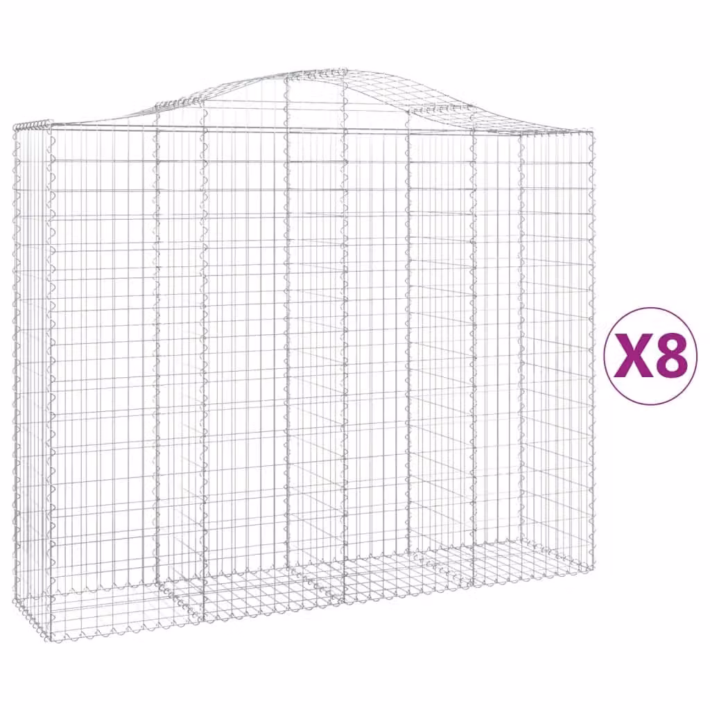 Cesti Gabbioni ad Arco 8 pz 200x50x160/180 cm Ferro Zincato