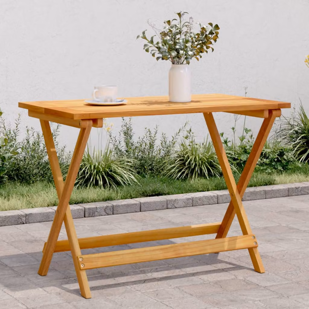 vidaXL Tavolo da Giardino Pieghevole in Legno di Acacia Marrone L: 90 cm, P: 52,5 cm, H: 65 cm