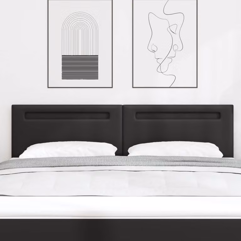 Testiera per letto con illuminazione LED vidaXL in pelle sintetica nera e legno, L: 180 cm, H: 98 cm, P: 5 cm