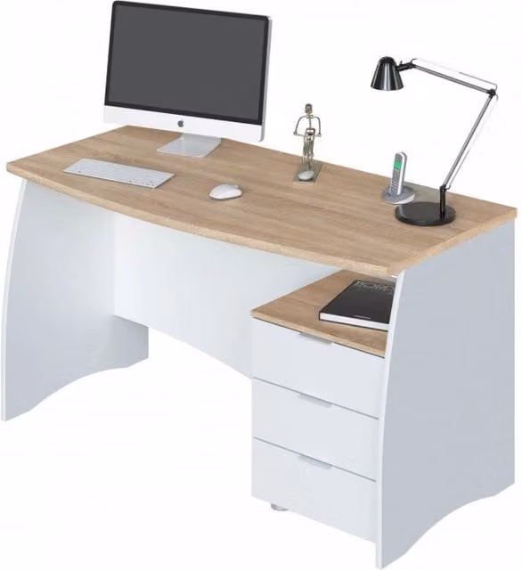 Scrivania da ufficio o camera con cassettiera IPERBRIKO bianca L: 136 cm, P: 67 cm, H: 74 cm