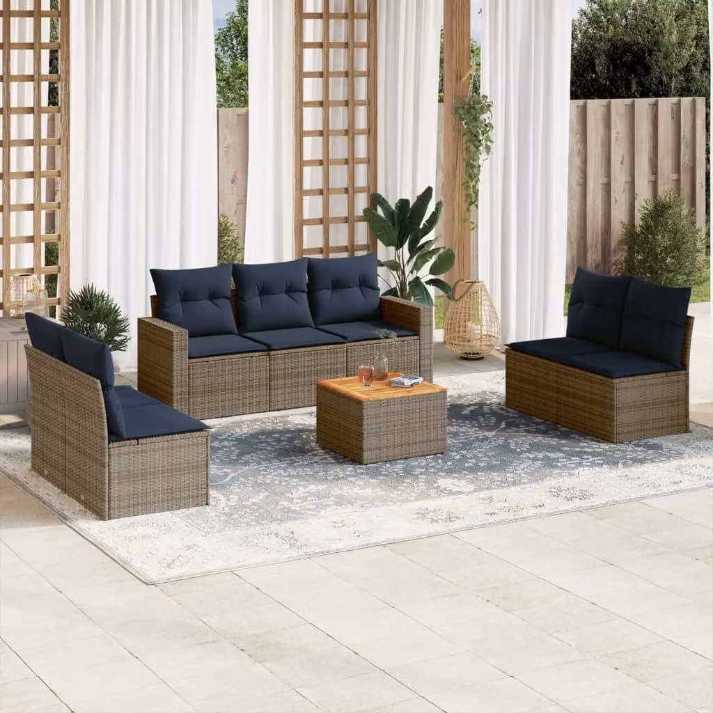 Maison Exclusive - Set Divani da Giardino 8 pz con Cuscini Grigio in Polyrattan