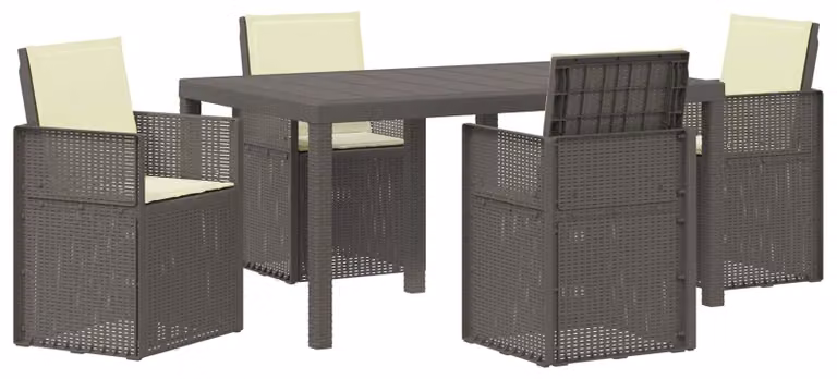 Set da Pranzo per Giardino 5 pcs Grigio chiaro e panna PP