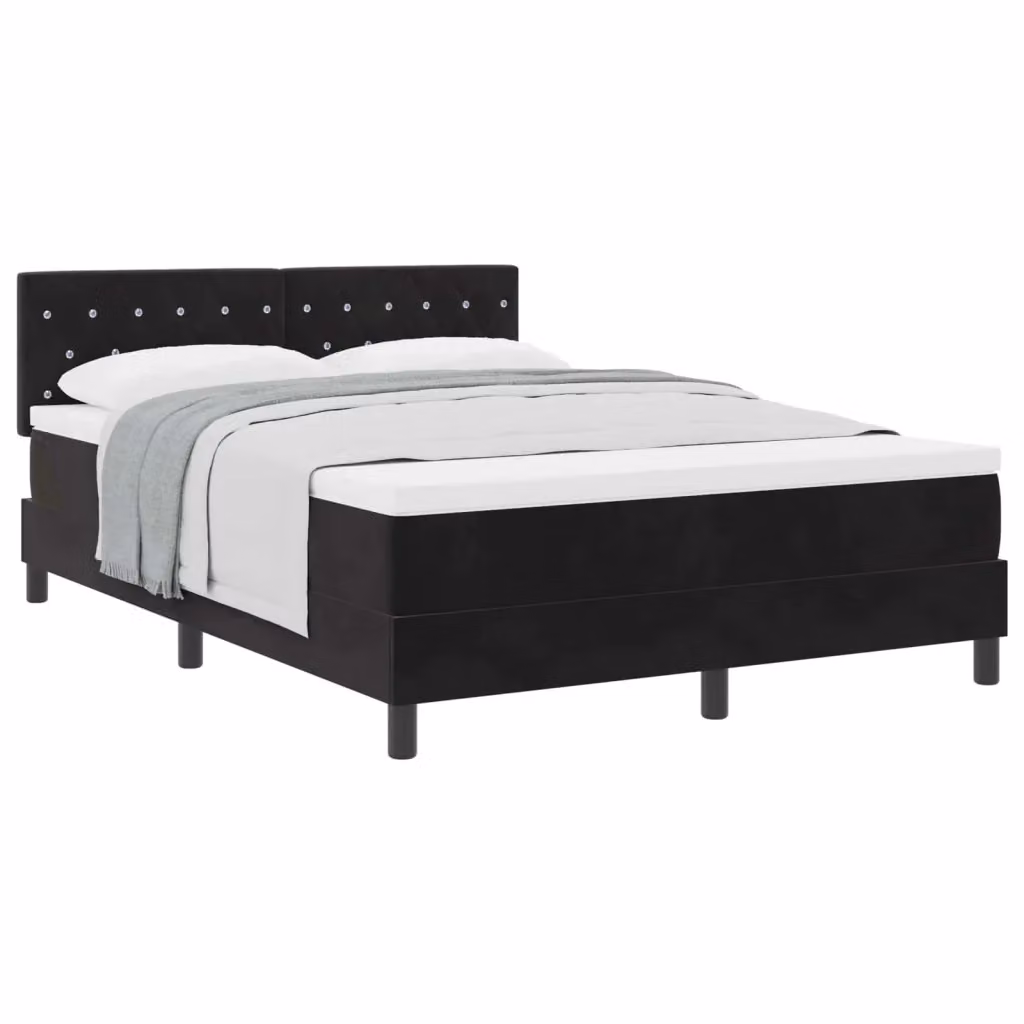 Letto a molle con materasso vidaXL in velluto nero L/P: 140 x 190 cm – 2