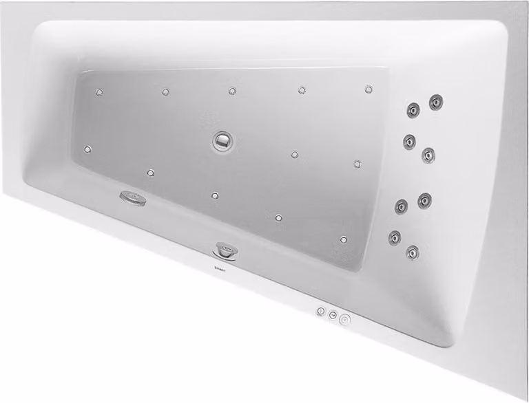 Duravit Paiova Bain à remous, à encastrer, simple dos à droite, bâti-support, garniture de vidage et de trop-plein chrome, Combi-Système P, 1700x1300mm, 760215000CP1000, 760215000CP1000