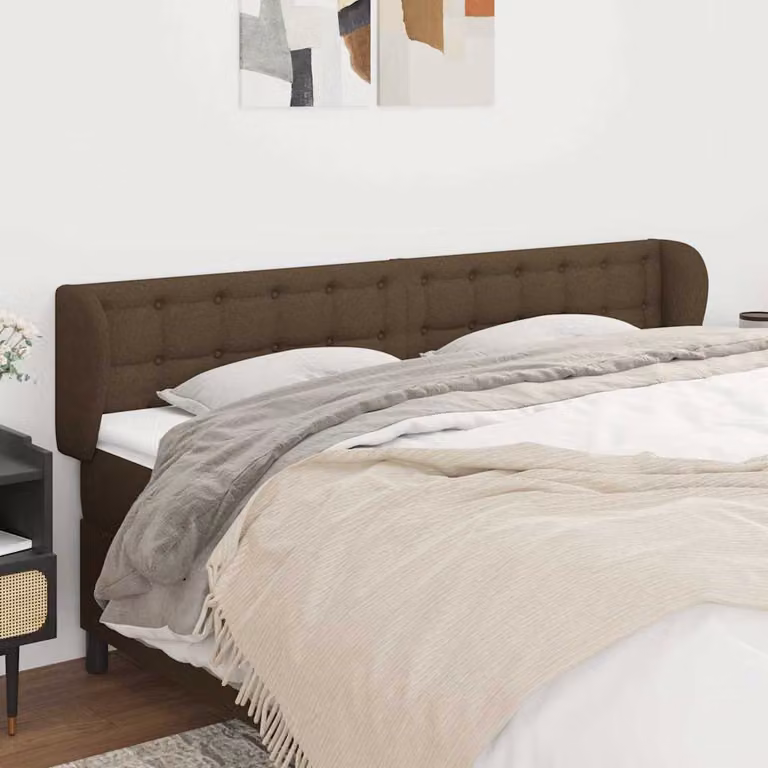Testiera ad orecchio vidaXL in tessuto marrone scuro L: 203 cm, P: 23 cm, H: 78-88 cm