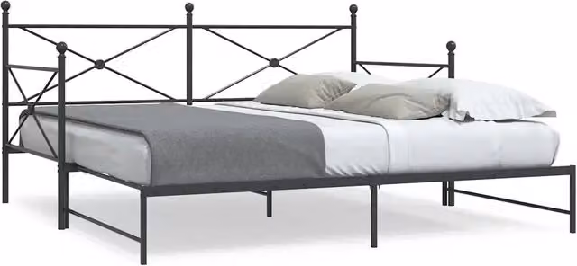 Divano Letto Estraibile senza Materasso-Sofa Letto-Daybed Nero 100x200 cm Acciaio