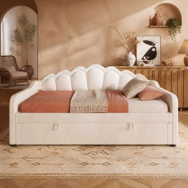 Letto singolo 90x200 cm con vano contenitore idraulico; velluto e LED; beige