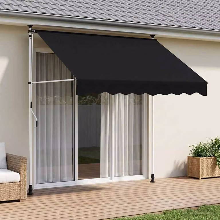 Tenda retrattile manuale vidaXL in poliestere, colore Nero, L: 150 cm, P: 300 cm