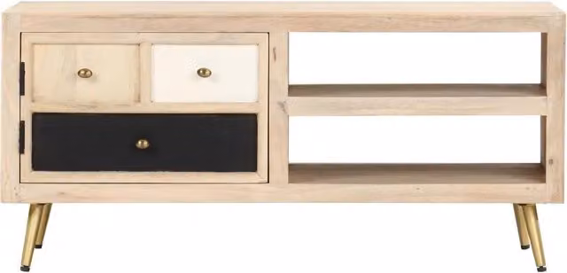 Tavolino da salotto rettangolare vidaXL in legno di mango multicolore L: 90 cm, P: 45 cm, H: 40 cm