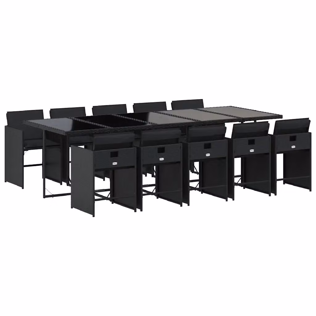 vidaXL Set da Pranzo da Giardino 11 pz in Polyrattan e Vetro Nero – 2