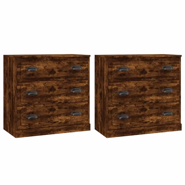 Credenze 2 pz Rovere Fumo in Legno Multistrato