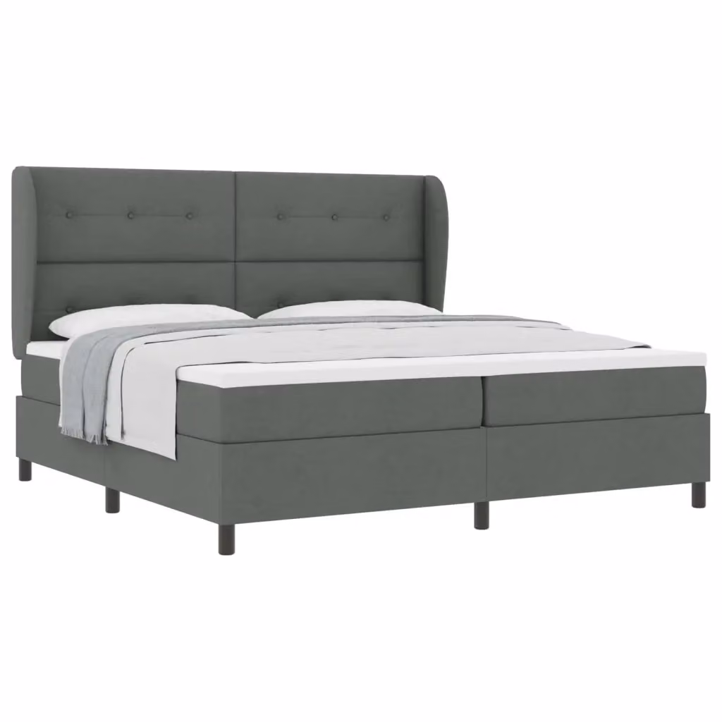 Letto a molle moderno vidaXL con testiera in tessuto grigio, L 200 x P 200 x H 203 cm – 2