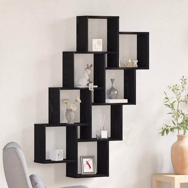 Scaffale da parete moderno vidaXL in MDF Nero L: 90 cm, P: 15 cm, H: 119 cm