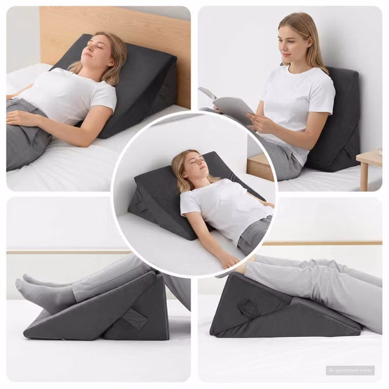 vidaXL Cuscino a Wedge in Memory Foam Grigio L/P/H: 55 x 55 x 26 cm