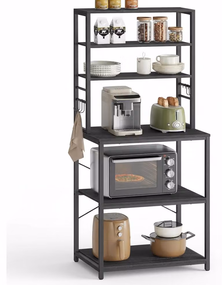 InAndOutdoorMatch - Scaffale da cucina - Adatto per microonde - Con 6 ganci